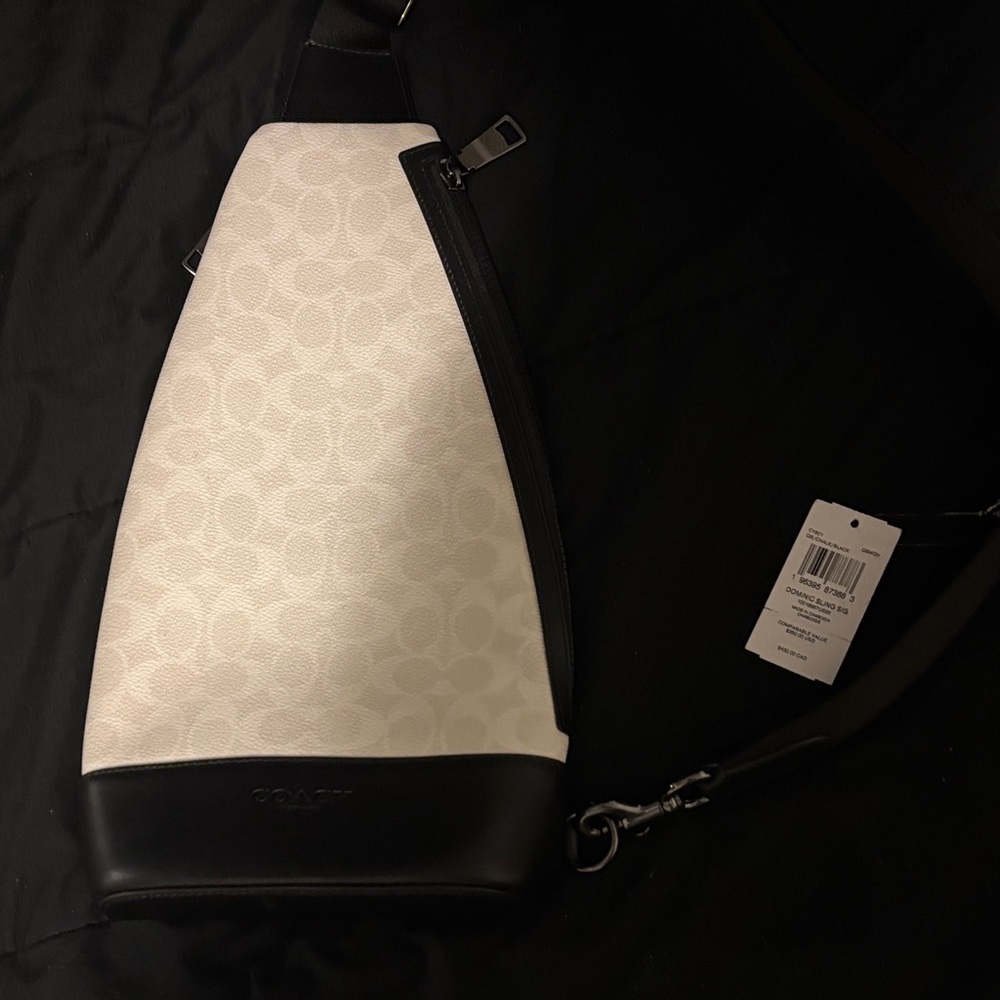 Coach Monogram White and Black Sling Bag